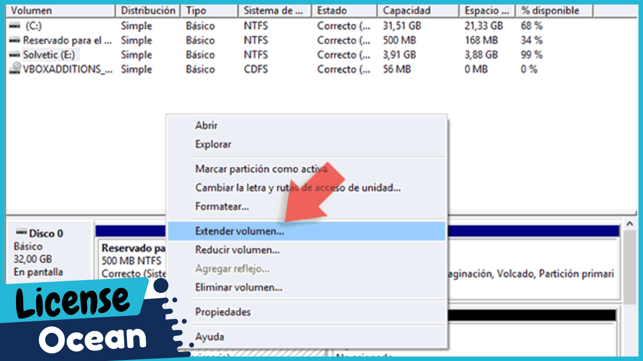 Cómo extender una partición en Windows